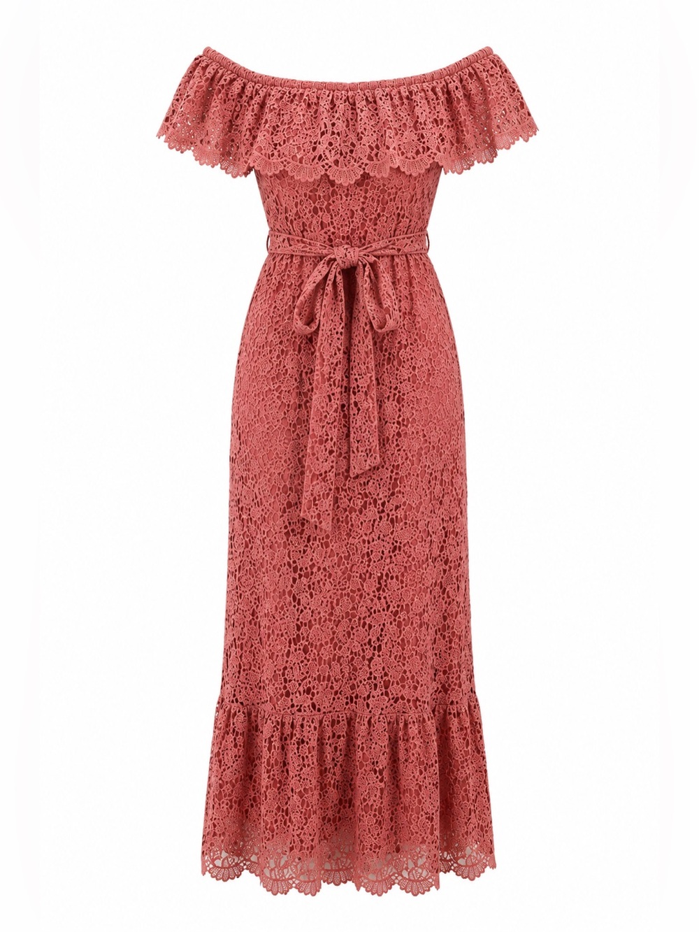 NA-KD Lace Off Shoulder Maxi Dress Dusty Rose Boho Romantic EU 40 Medium - Picture 4 of 13